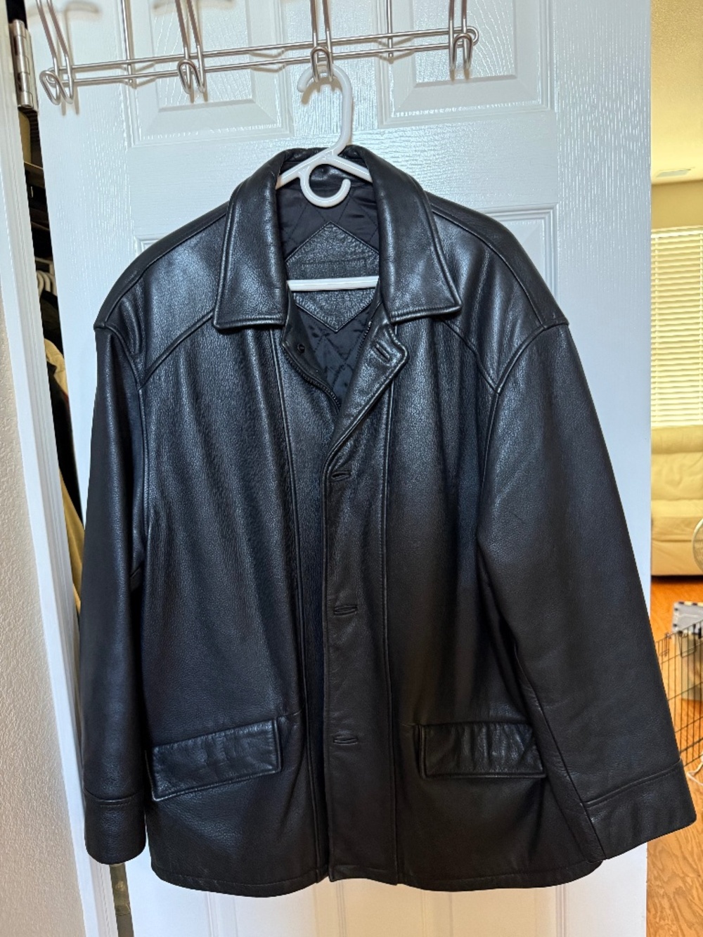 Men's Black Leather Coat
